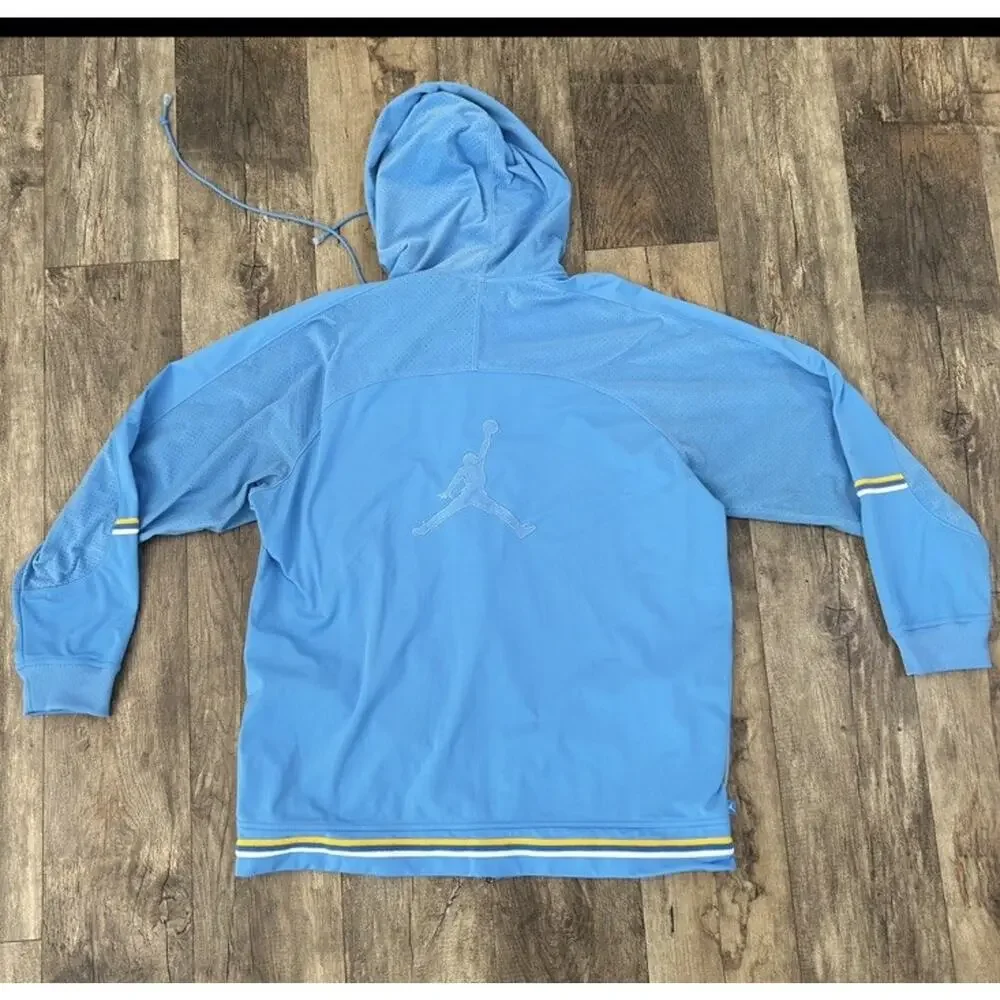 VTG Jordan Spellout Tracksuit Light Blue Yellow White Hooded Jacket 2XL Pants XL